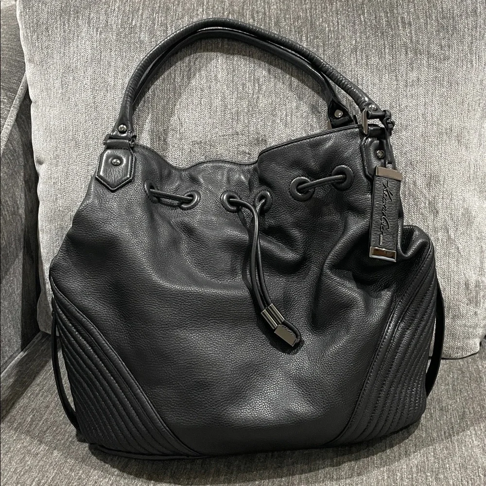 Kenneth Cole New York Black Leather Large Hobo Bag